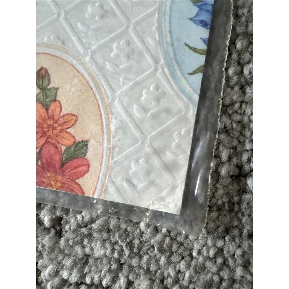 Vintage MCM Ambassador Floral Friendship Gift Wrap 2 Sheets 20x28 Textured NOS